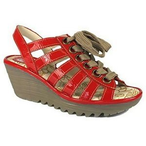 Fly London Yito Demani Wedge Red NWOT Size 40